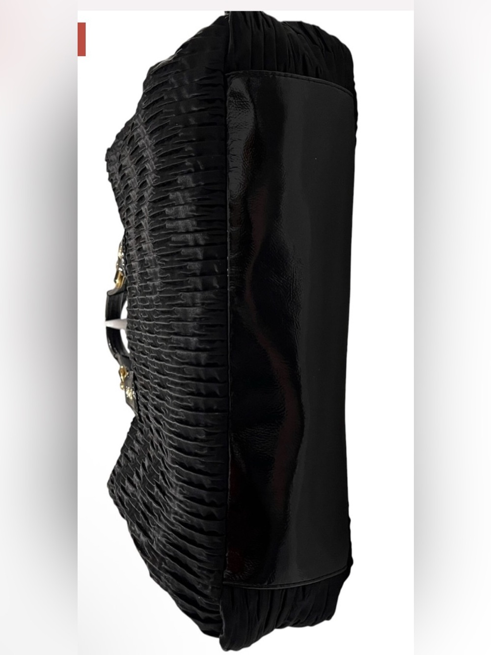 Coach Ashley Gathered Satin Satchel — Black - Picture 8 of 9